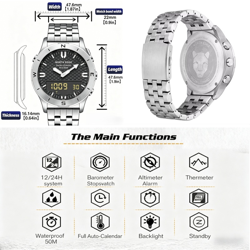 NORTH EDGE Men Outdoor Digital - огляд і ціна Smartwatch Digital Watches For Men