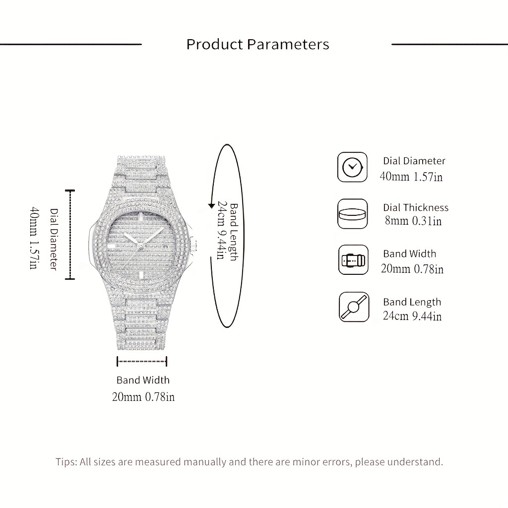 1pc Popular Hip Hop Full Artif - огляд і ціна Minimalist Thin Watch